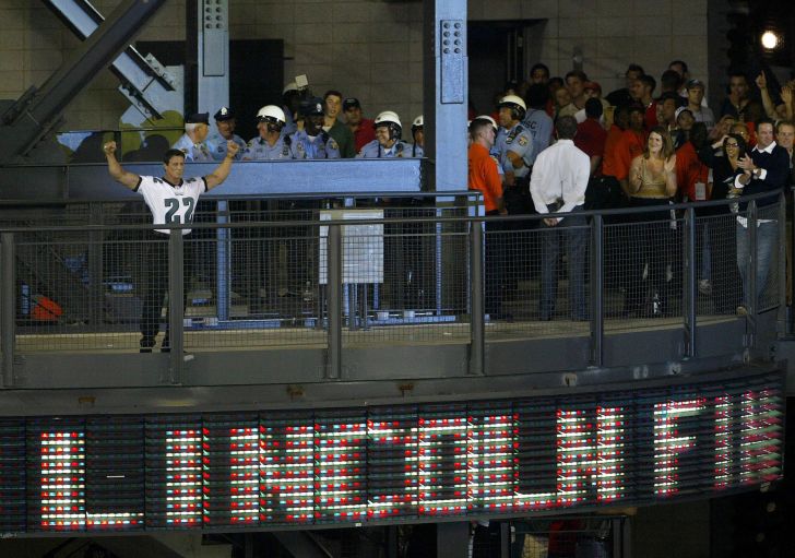 ctor Sylvester Stallone makes an appearance as 'Rocky' prior to the inaugural NFL game at Lincoln Financial Field featuring the Super Bowl Champion Tampa Bay Buccaneers versus the Philadelphia Eagles on September 8, 2003