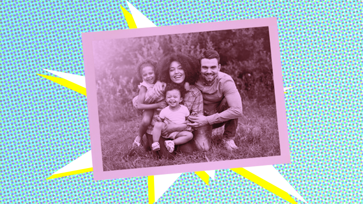 Photo illustration of a family photo.