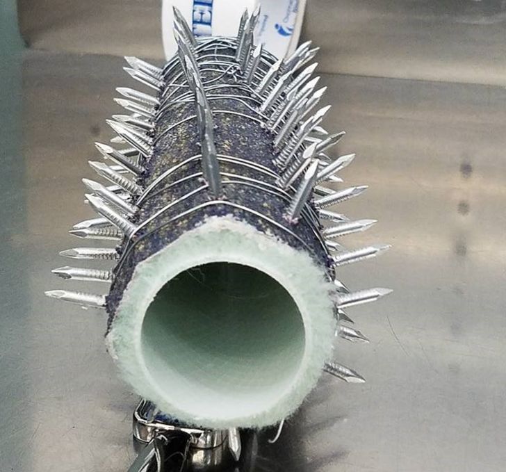 A weaponized paint roller discovered by the TSA in 2017