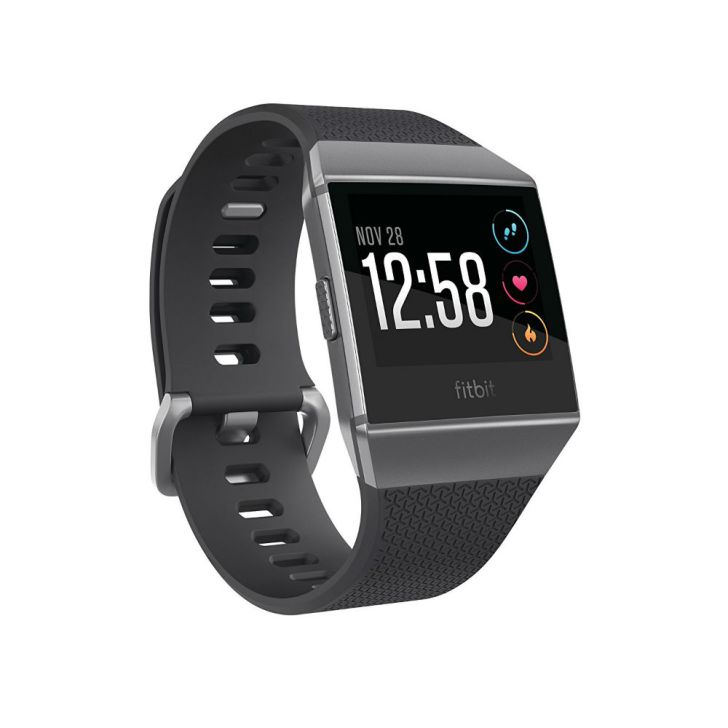 A Fitbit Ionic fitness watch is pictured