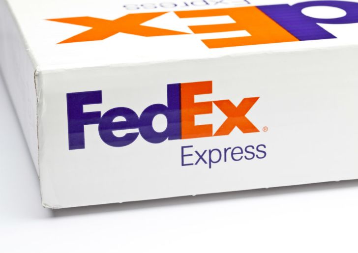 A FedEx delivery box is pictured