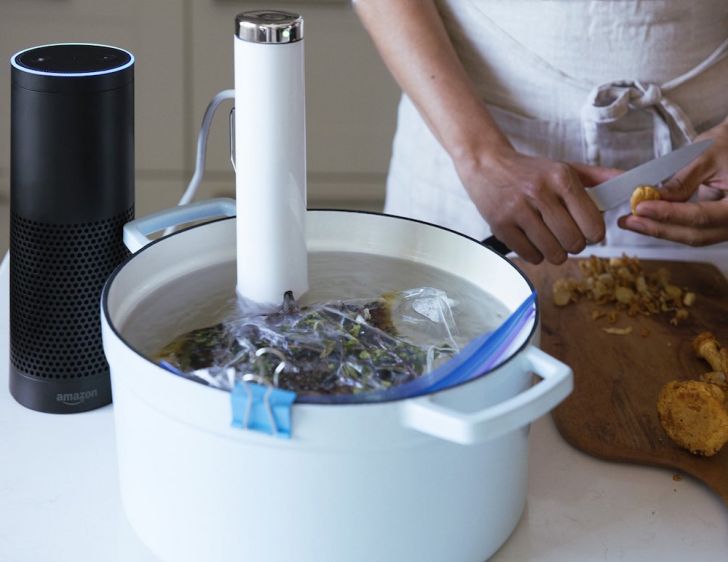Food cooking in a pot.