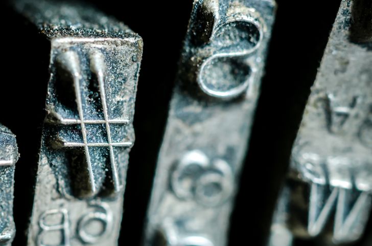 Hashtag on an old typewriter key