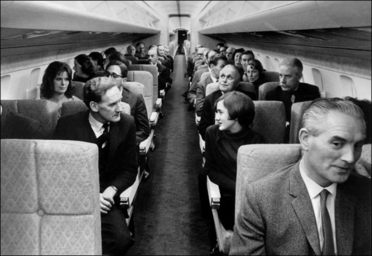 Passengers inside the Concorde circa the 1970s