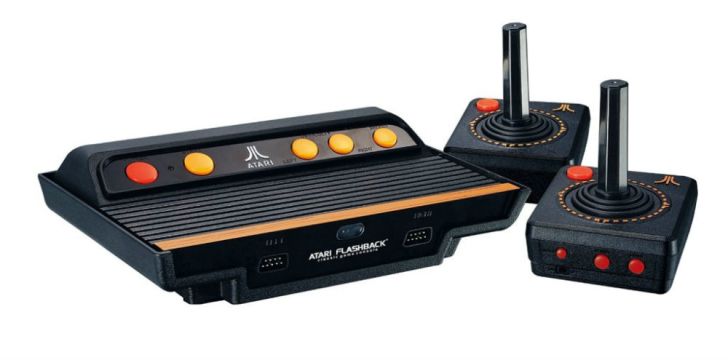 An Atari Flashback clone console with joysticks