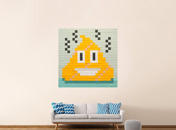 Post-it note mural on wall.