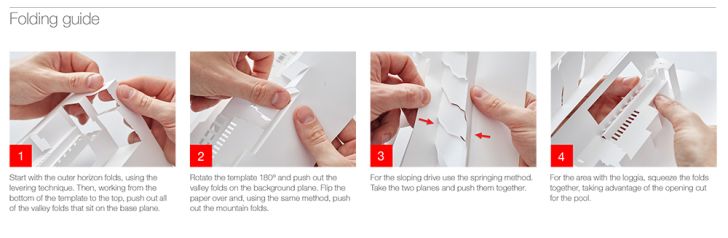 Directions for cutting and folding the Ennis House template