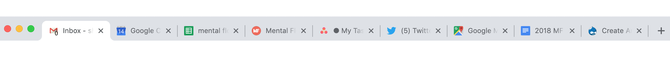 Nine open tabs on a desktop browser