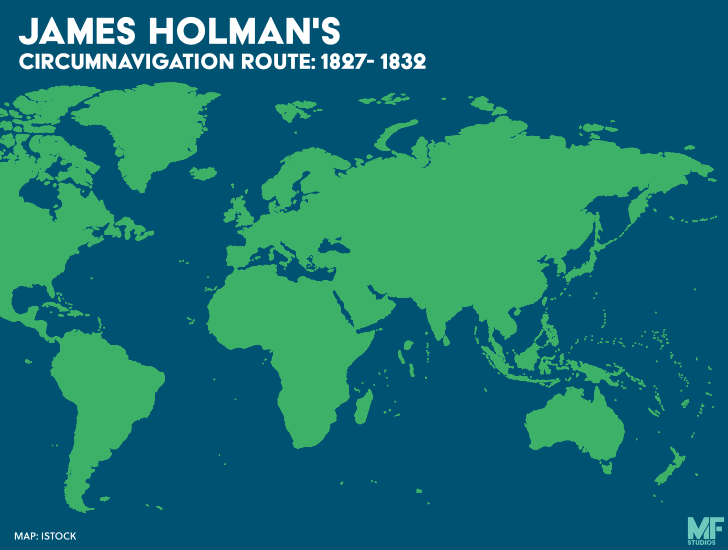 A map of James Holman's travels.