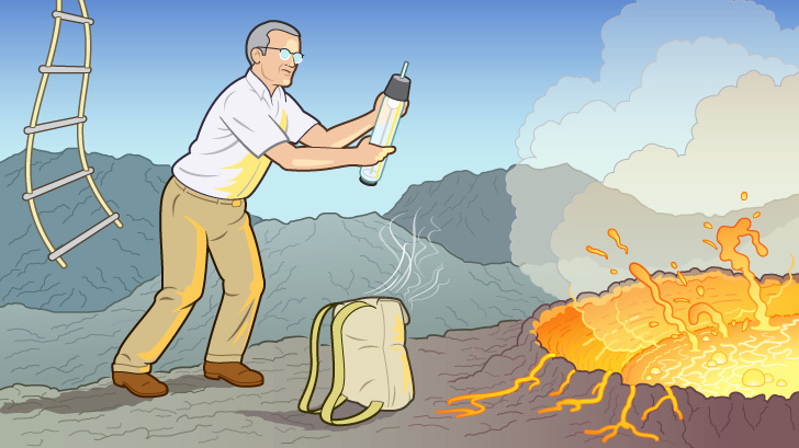 Patterson collected air samples at multiple volcanoes, including Mount Etna.